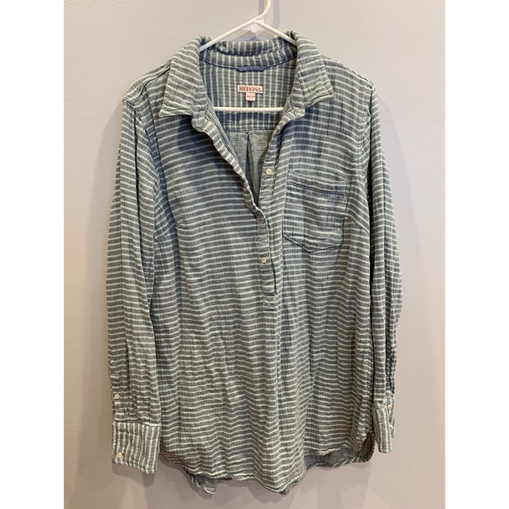 Striped, Collared Pull Over